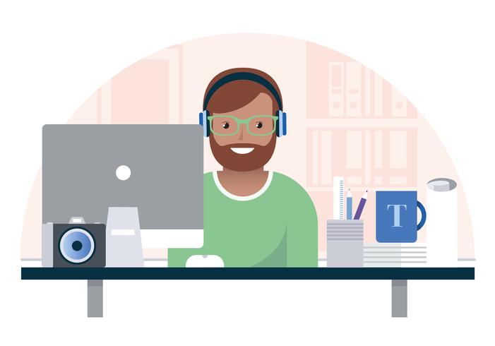 Vector Designer at Desk Illustration