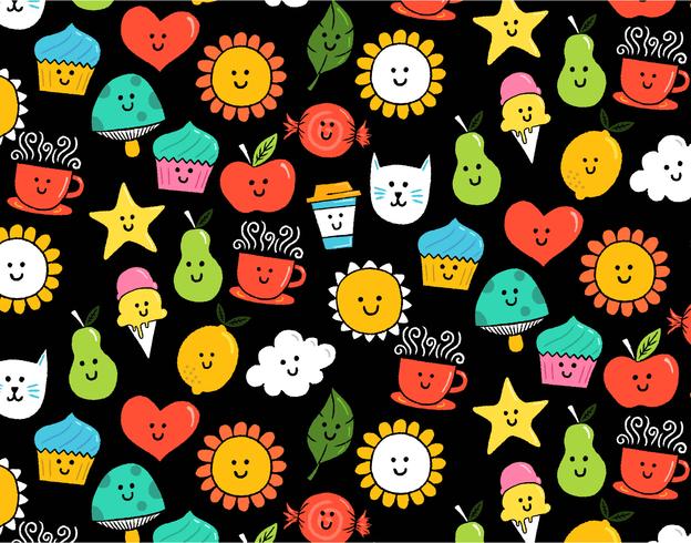 happy icon seamless pattern vector