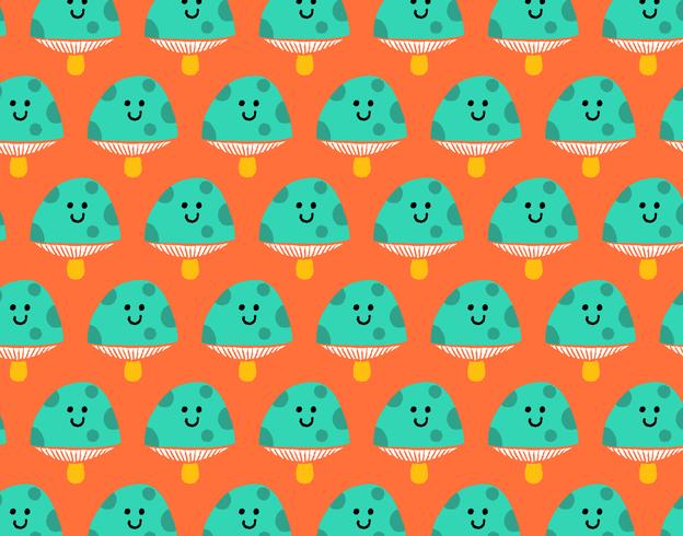 happy seamless mushroom pattern vector