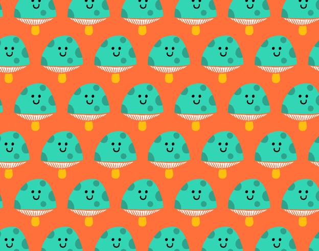 happy seamless mushroom pattern vector