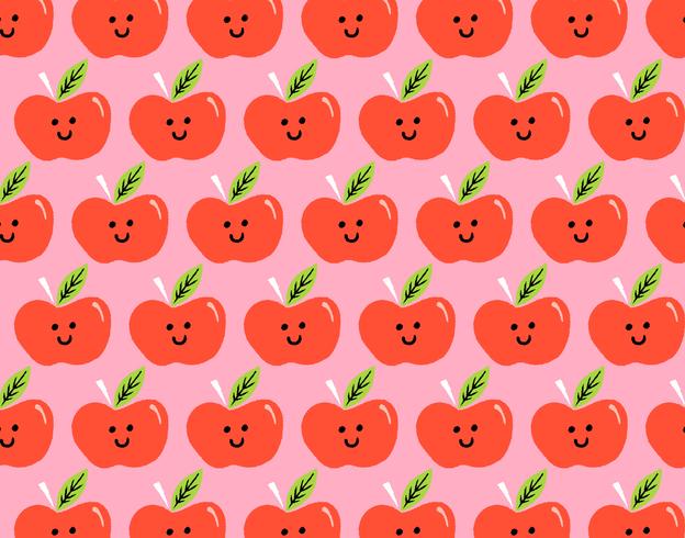 happy apple seamless pattern vector