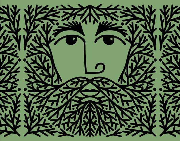 hombre de barba de arbol vector