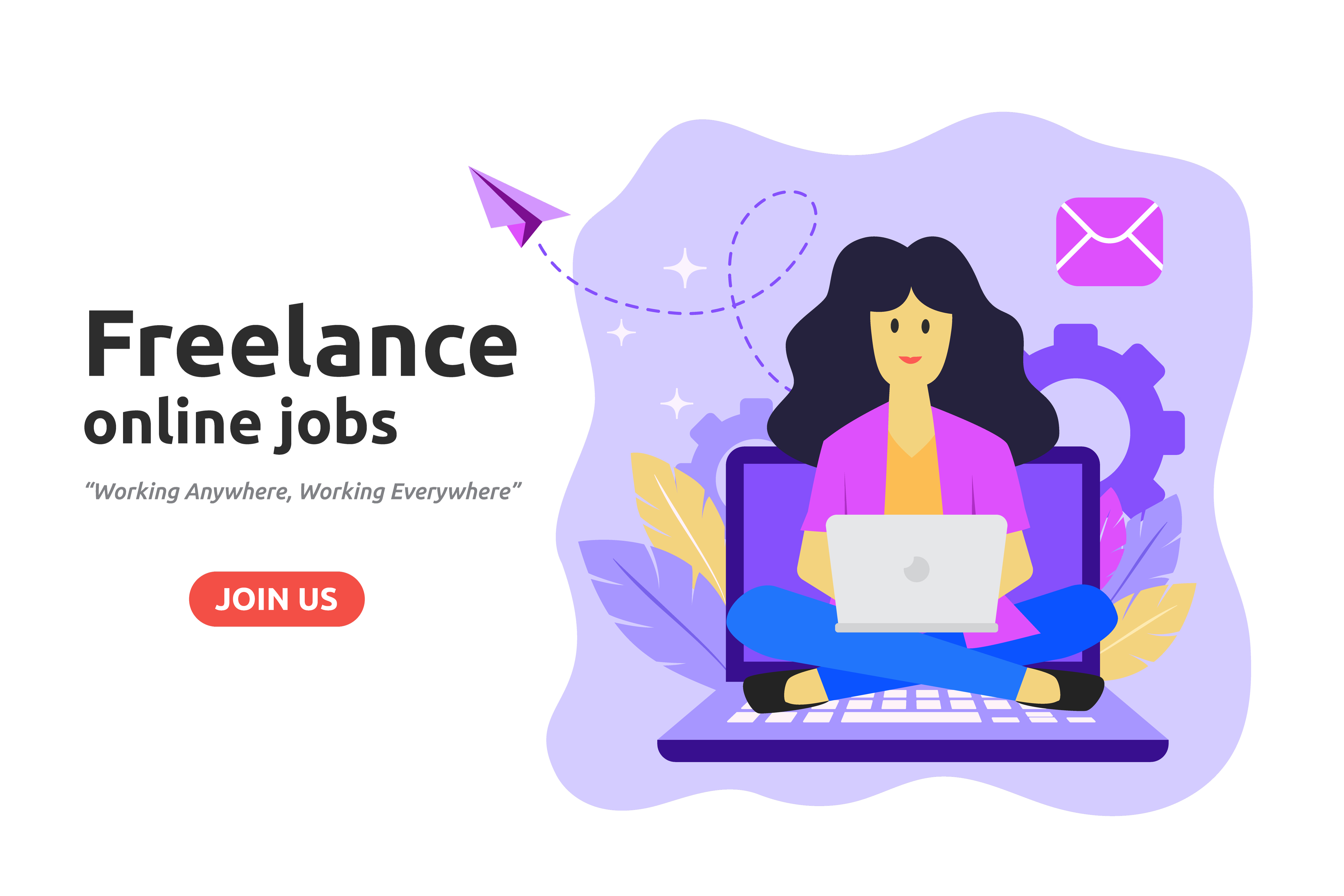 Freelance online job design concept. Freelancer develops busines 248372