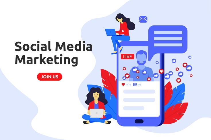 Concepto de diseño plano moderno para marketing en redes sociales. Broa macho vector