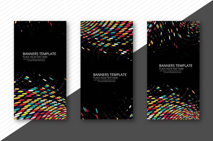 Abstract colorful dotted banners set template vector