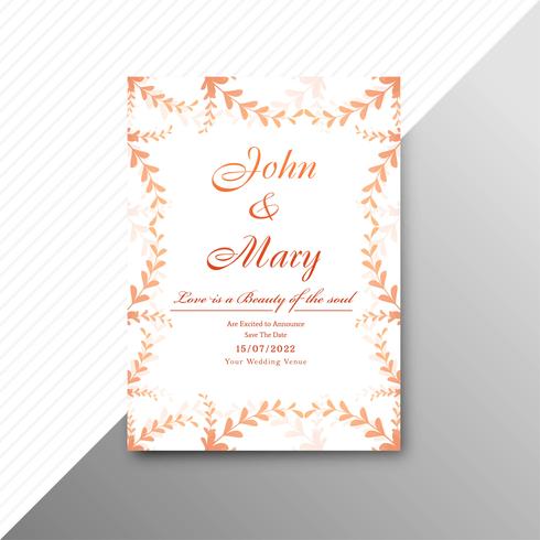 Plantilla de tarjeta de invitación de boda con backgrou floral decorativo vector