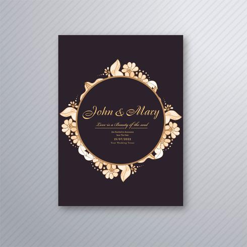 Wedding invitation card template with decorative floral backgrou vector