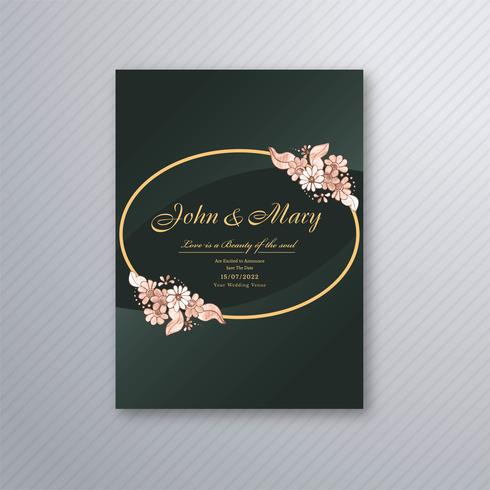 Wedding invitation card template with decorative floral backgrou vector