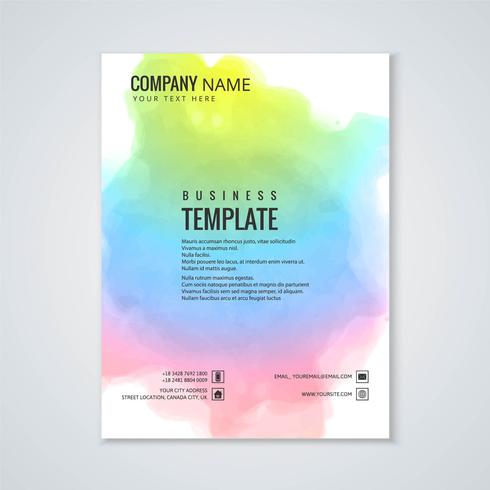 Abstract colorful watercolor brochure template design vector