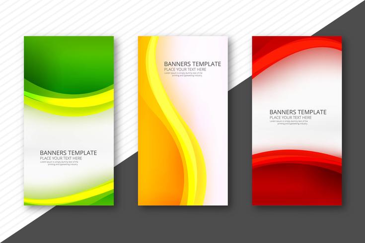 Abstract colorful wavy banners set web template design vector