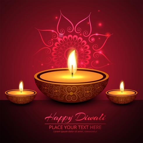 Happy diwali diya oil lamp festival background illustration vector