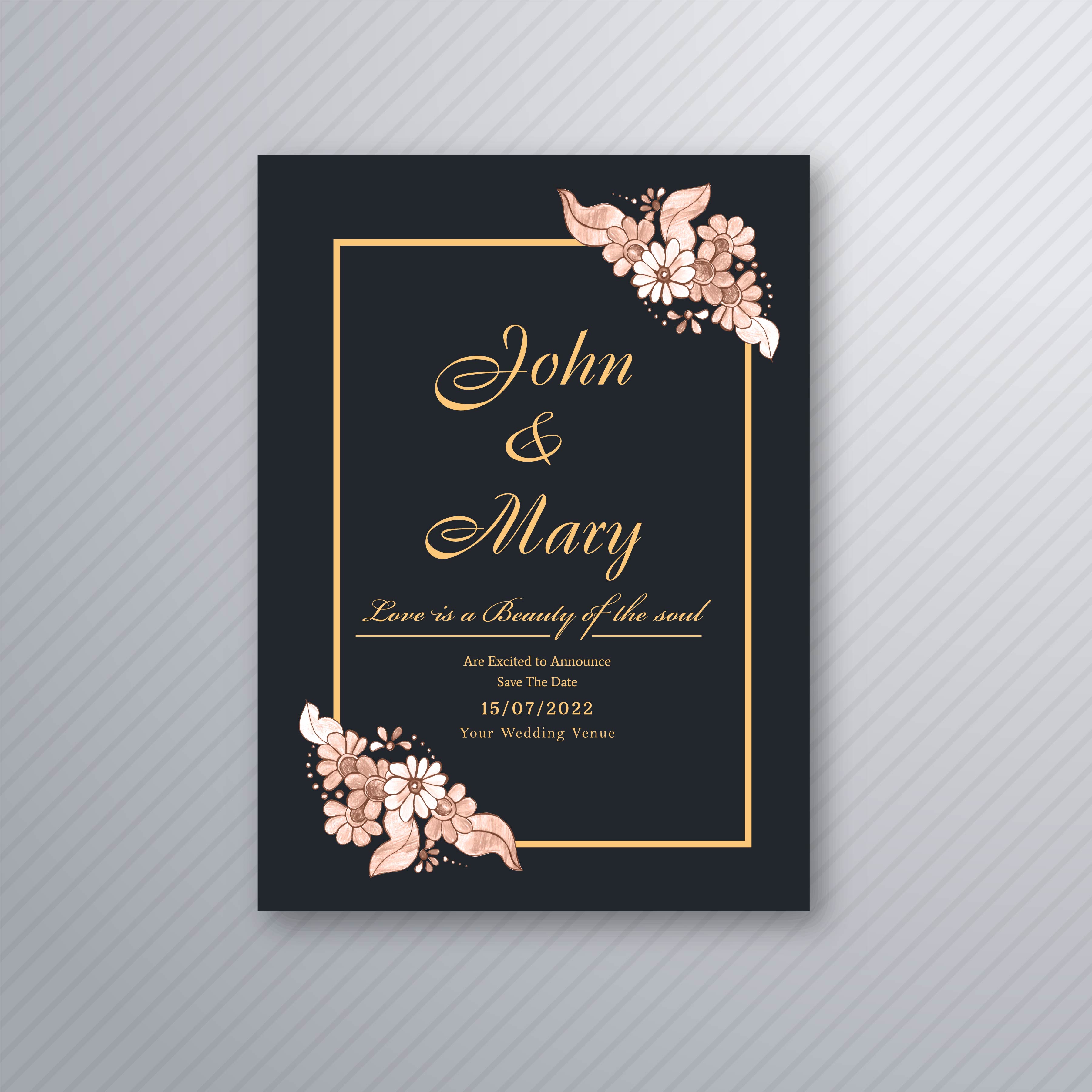 Wedding invitation card template with decorative floral backgrou 249592  Vector Art at Vecteezy