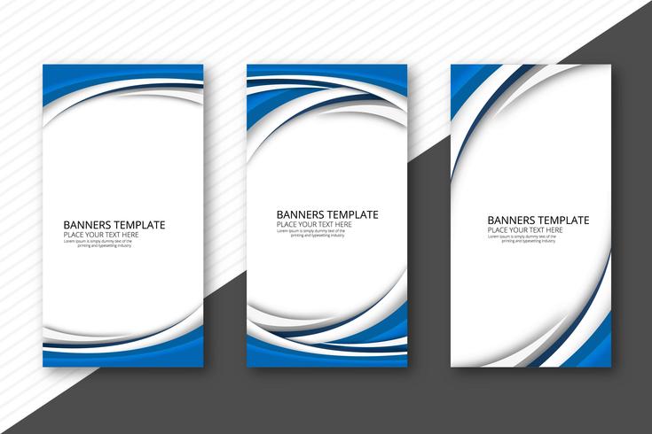 Banners de onda creativos abstractos set vector plantilla