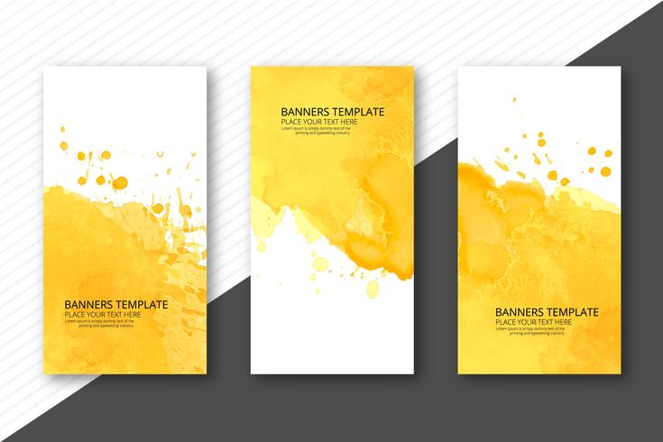 Beautiful soft watercolor headers set template vector