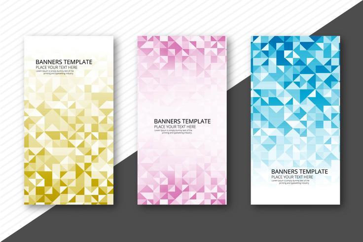 Abstract colorful geometric banners set design  vector