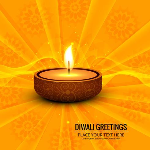 Happy diwali diya oil lamp festival background illustration vector