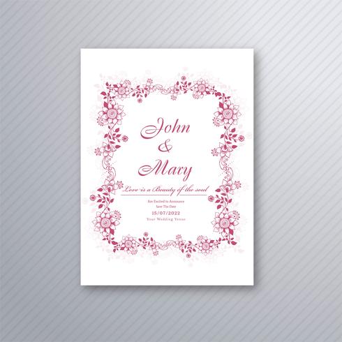 Beautiful wedding invitation decorative floral card template des vector