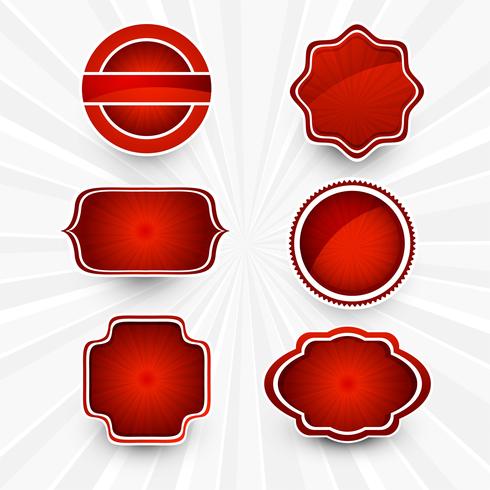 Abstract beautiful red lables set design vector