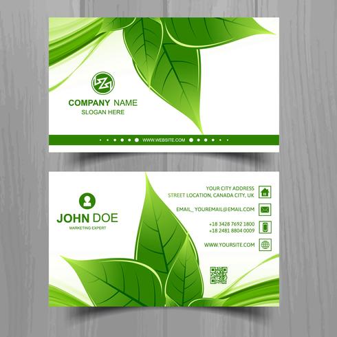 Abstract leaf business card template design vector