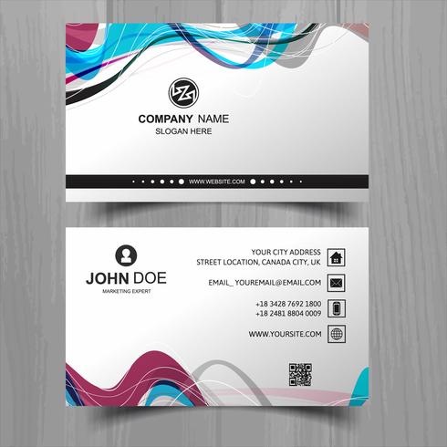 Abstract stylish wave business card template design vector