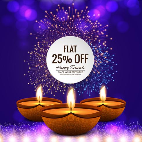 Happy diwali diya oil lamp festival background illustration vector