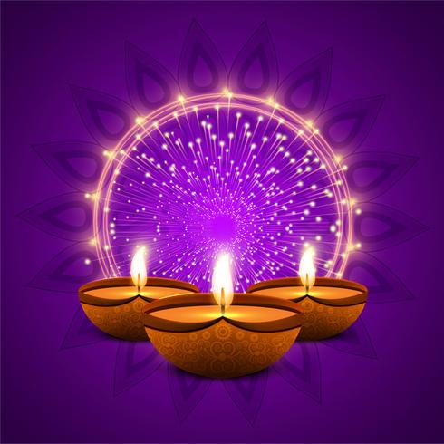 Happy diwali diya oil lamp festival background illustration vector