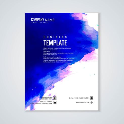 Abstract colorful watercolor brochure template design vector