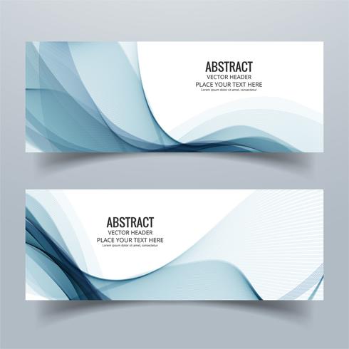 Modern colorful banner set with header wave vector