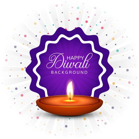 Happy diwali diya oil lamp festival card background vector