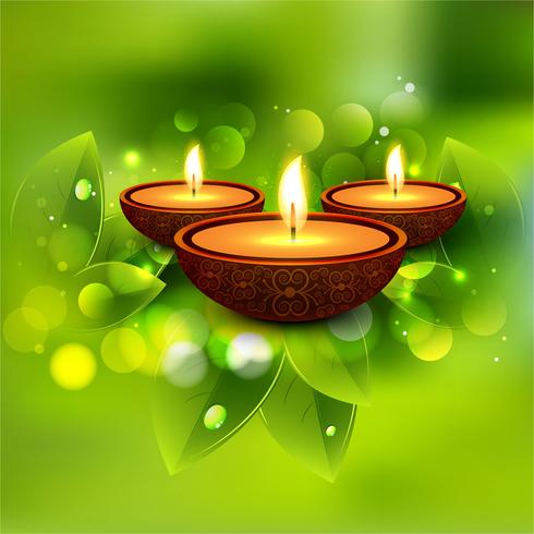 Happy diwali diya oil lamp festival background illustration vector