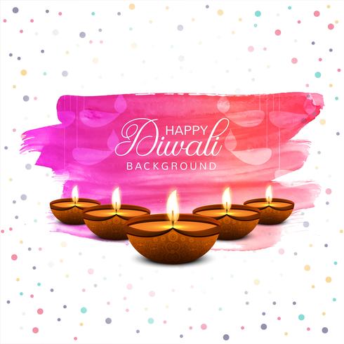 Happy diwali diya oil lamp festival colorful card background vector