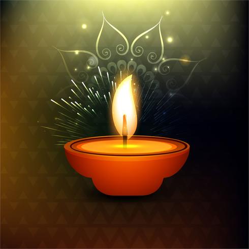 Happy diwali diya oil lamp festival background illustration vector