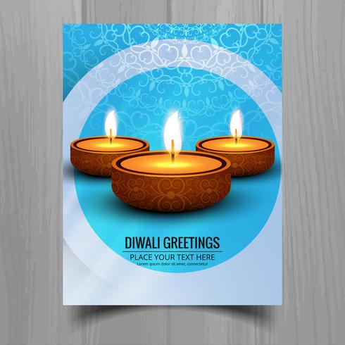 Beautiful Happy diwali diya oil lamp festival template brochure  vector