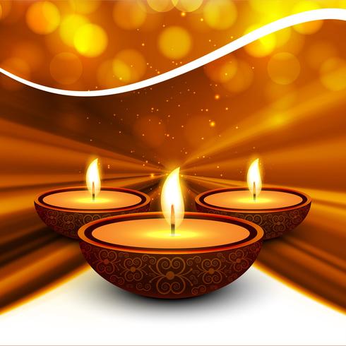 Happy diwali diya oil lamp festival background illustration vector