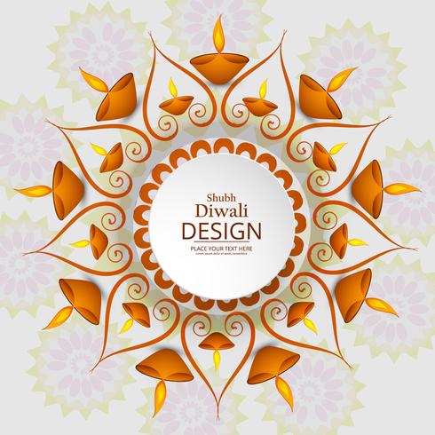 Happy diwali diya oil lamp festival background illustration vector