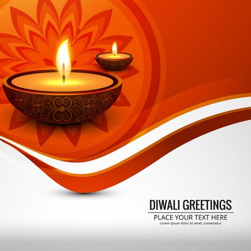 Happy diwali diya oil lamp festival background illustration vector