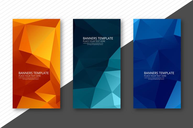 Abstract colorful geometric polygon banners set design template vector