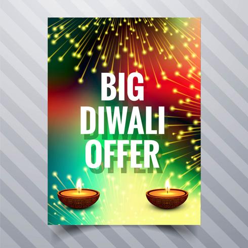 Beautiful Happy diwali diya oil lamp festival template brochure  vector