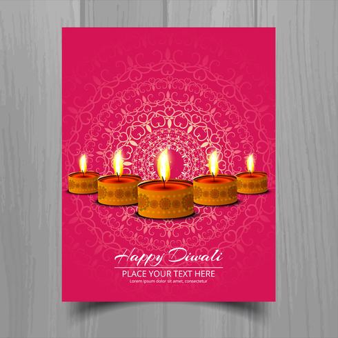 Happy diwali diya oil lamp festival brochure template design vector