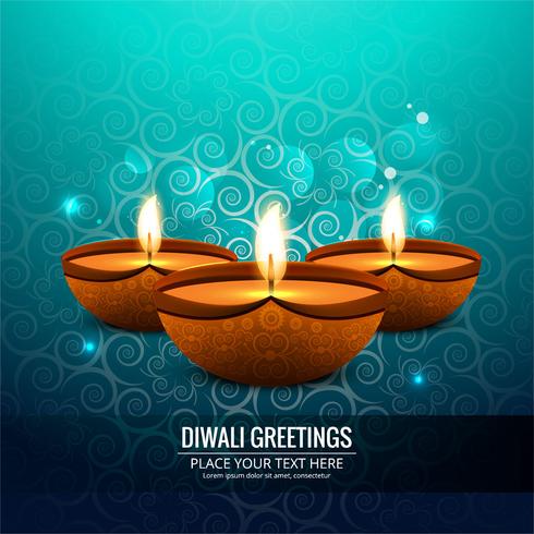 Happy diwali diya oil lamp festival background illustration vector