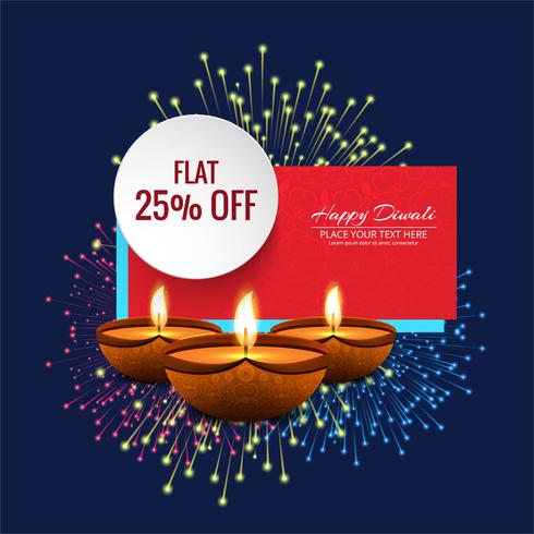 Happy diwali diya oil lamp festival background illustration vector