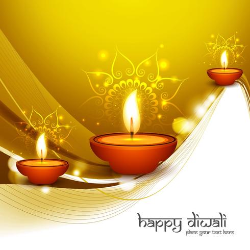 Happy diwali diya oil lamp festival background illustration vector