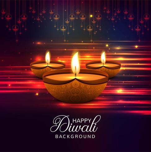 Happy diwali diya oil lamp festival shiny background vector