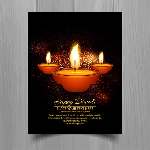 Happy diwali diya oil lamp festival brochure template design vector