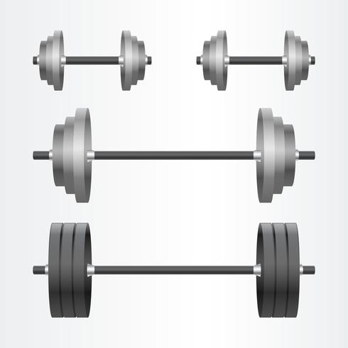 Metal Realistic Dumbbell Fitness Background Set vector