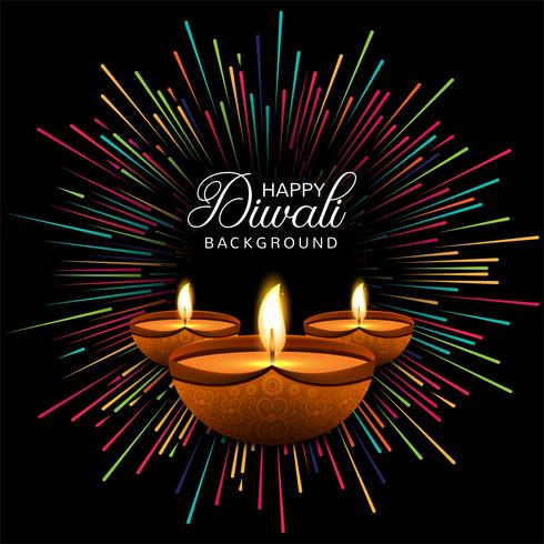 Happy diwali diya oil lamp festival card background illustration vector