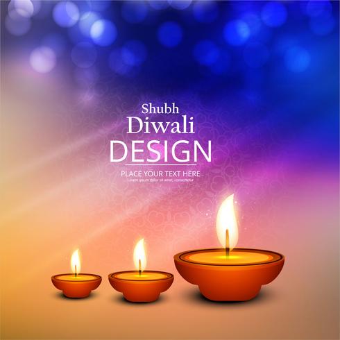 Happy diwali diya oil lamp festival background illustration vector