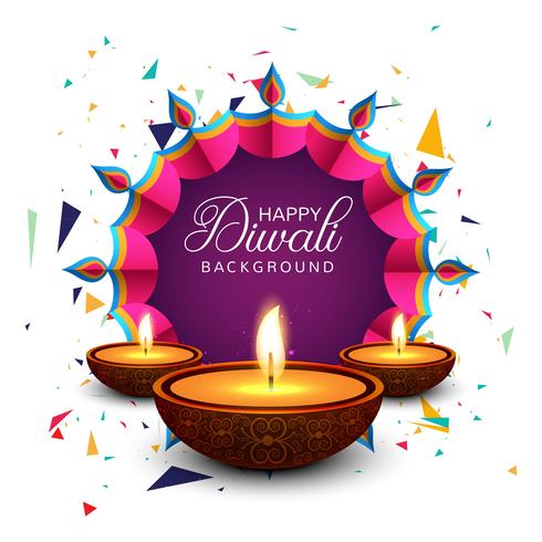 Hermosa tarjeta de felicitación para festival feliz diwali fondo vec vector