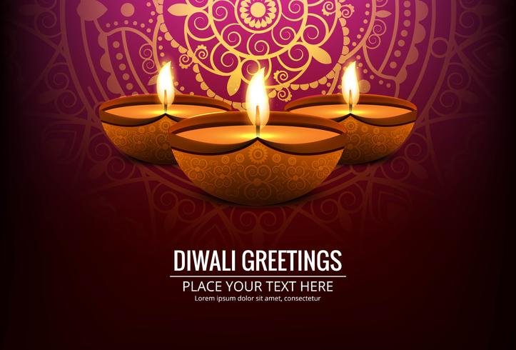 Fondo feliz de la tarjeta del festival de la lámpara del aceite del diya de Diwali vector