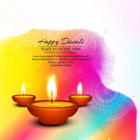 Happy diwali diya oil lamp festival background illustration vector